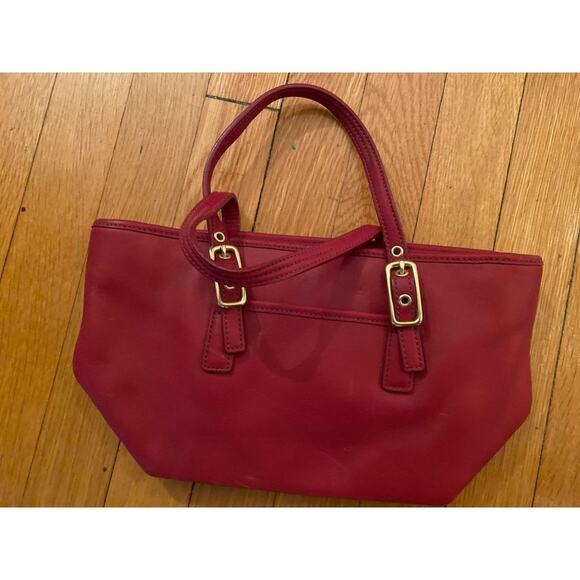 Coach Red Leather Mini Tote Bag Handbag - Picture 2 of 3